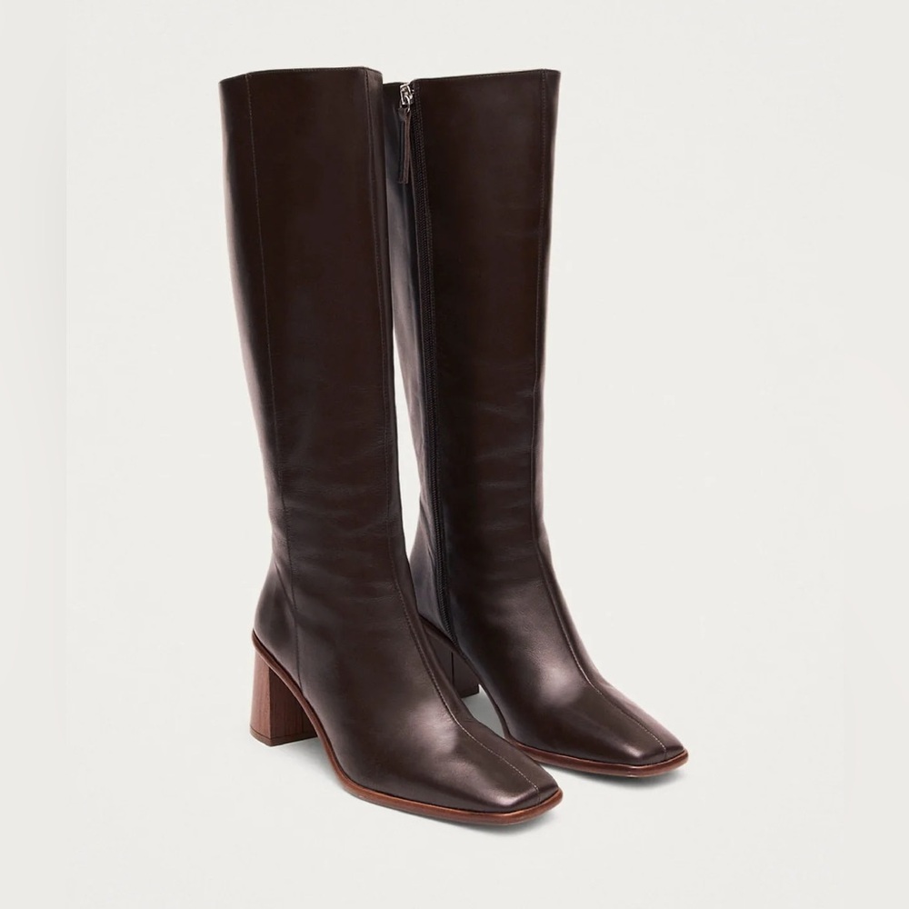 Alohas EAST COFFEE BROWN LEATHER BOOTS WOMENS 9